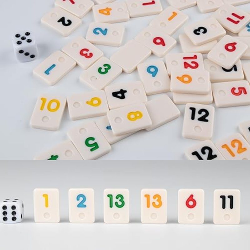 DOUBLEFAN MINI RUMMY CUBE GAME, MINI SIZE RUMMY SET WITH PORTABLE CANVAS BAG, SMALL TRAVEL BOARD GAM