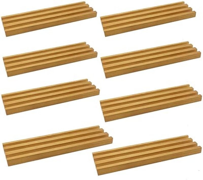 ESSAJOY WOODEN DOMINO TRAYS/RACKS SET OF 8 MEXICAN TRAIN DOMINO TRAYS/RACKS DOUBLE 12 TILES HOLDERS RACK DOM