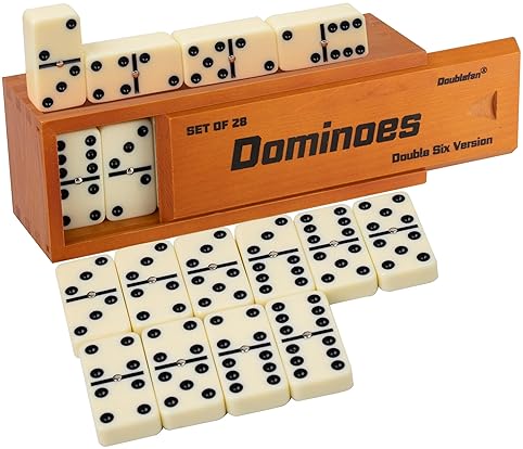 DOMINOS SET FOR ADULTS, JUMBO SIZE DOUBLE 6 DOMINOES SET, CLASSIC BOARD GAME FOR ADULTS AND ELDERLY,