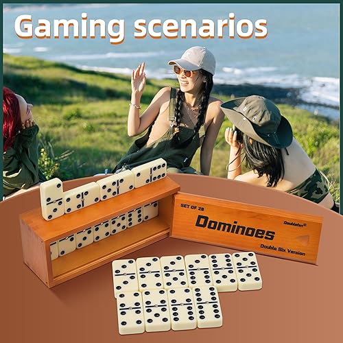 DOMINOS SET FOR ADULTS, JUMBO SIZE DOUBLE 6 DOMINOES SET, CLASSIC BOARD GAME FOR ADULTS AND ELDERLY,