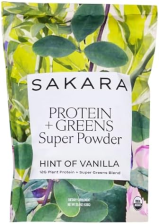 SAKARA ORGANIC PROTEIN + GREENS SUPER POWDER, 30 SERVINGS - HEMP, PUMPKIN, PEA PROTEIN, WHEAT GRASS & SPIRULINA SUPERFOOD, VEGAN BLEND