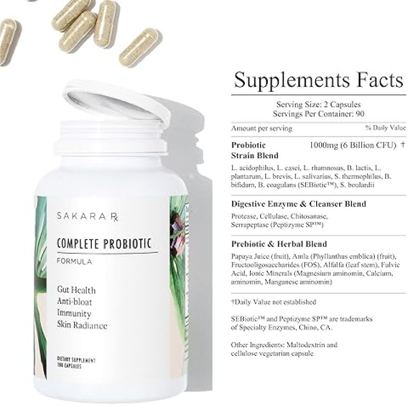 SAKARA COMPLETE PROBIOTIC CAPSULES - WOMEN'S DIGESTIVE GUT HEALTH PRE AND PROBIOTICS - 180CT'
