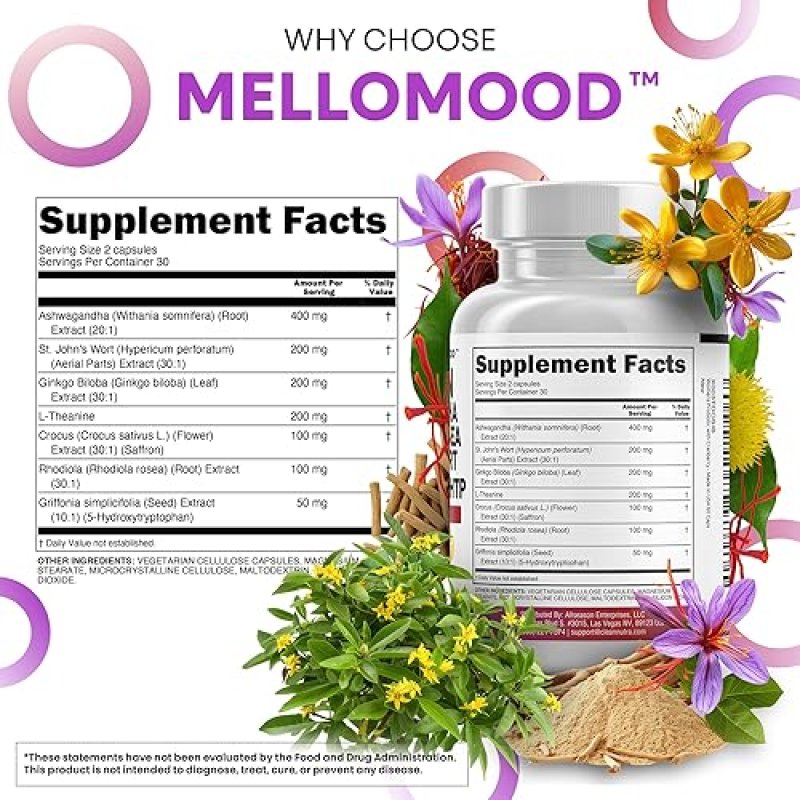 CLEAN NUTRACEUTICALS SAFFRON SUPPLEMENTS WITH ASHWAGANDHA, L-THEANINE MOOD SUPPORT HERBS