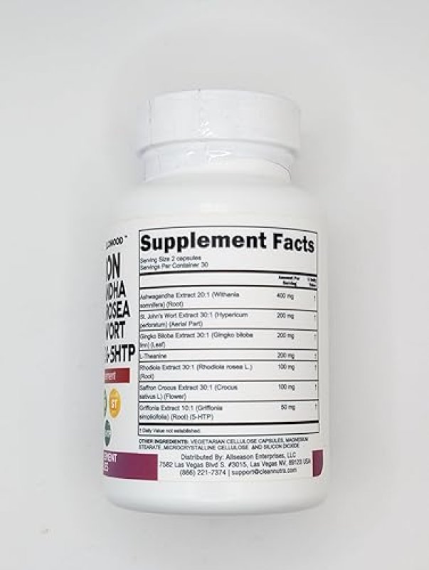 CLEAN NUTRACEUTICALS SAFFRON SUPPLEMENTS WITH ASHWAGANDHA, L-THEANINE MOOD SUPPORT HERBS