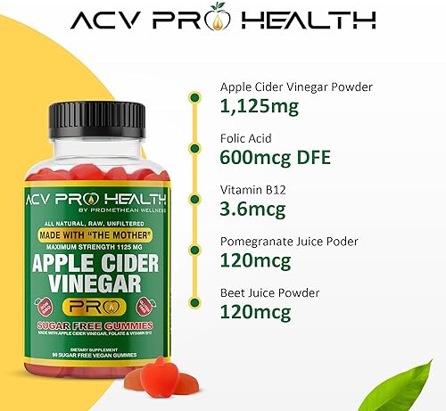 PROMETHEAN SUGAR-FREE APPLE CIDER VINEGAR GUMMIES LOW CARB KETO DETOX CLEANSE ADVANCED ACV GUMMIES