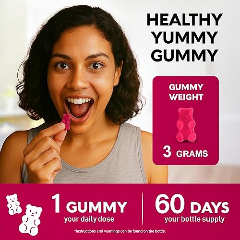 NUTRA VITAMIN B-COMPLEX GUMMIES FOR MEN WOMEN B12, B1-B9, VITAMIN C, CHOLINE VEGAN, 60 COUNT