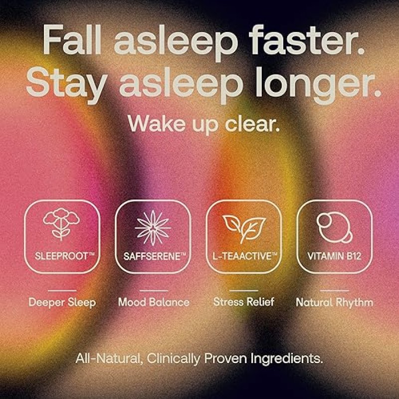 MENPER NATURAL SLEEP AID GUMMIES MELATONIN-FREE, STRESS RELIEF WITH SAFFRON, VALERIAN B12, 60CT