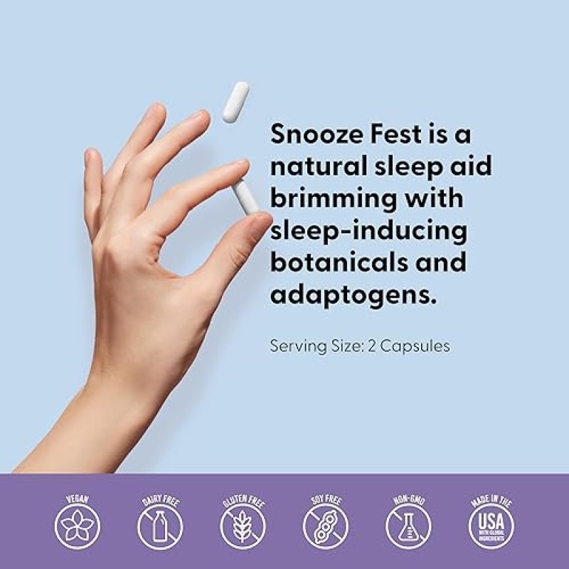 LIVELY VITAMIN CO SNOOZE FEST SLEEP SUPPORT SUPPLEMENT GABA, MELATONIN, CHAMOMILE 120CT
