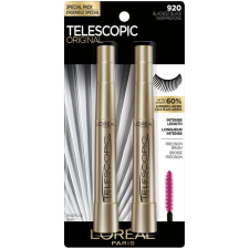 LOREAL PARIS TELESCOPIC WASHABLE MASCARA BLACKEST BLACK 2 PACK LONG-LASTING VOLUME