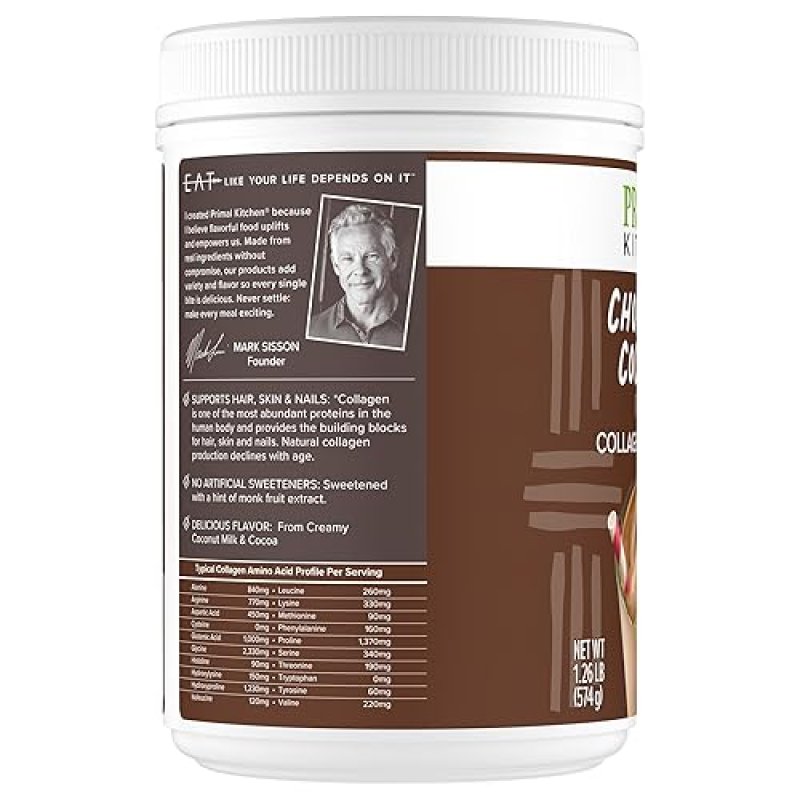 PRIMAL KITCHEN CHOCOLATE COCONUT COLLAGEN PEPTIDES DRINK MIX, NO DAIRY, 20 OZ