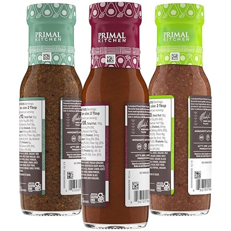 PRIMAL KITCHEN ITALIAN, BALSAMIC VINAIGRETTE GREEK DRESSING VARIETY PACK, 8 OZ EACH, AVOCADO OIL