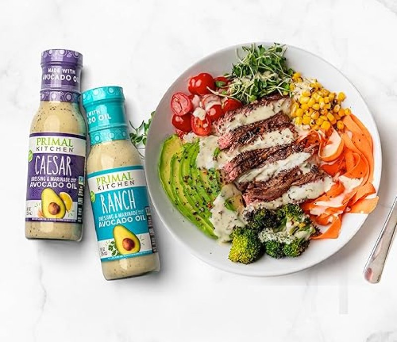 PRIMAL KITCHEN RANCH CAESAR DRESSING VARIETY PACK, 8OZ, AVOCADO OIL CAGE-FREE EGGS