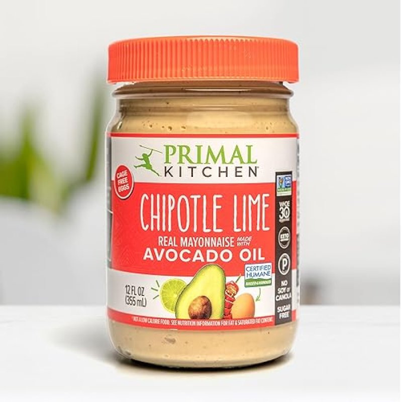 PRIMAL KITCHEN AVOCADO OIL MAYO, NO SOY OR CANOLA, ORIGINAL CHIPOTLE LIME, 12OZ, 2-PACK