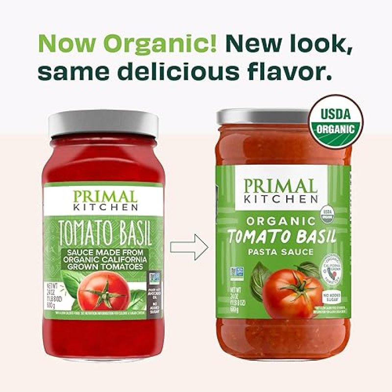 PRIMAL KITCHEN TOMATO PASTA SAUCE 2-PACK NO ADDED SUGAR, TOMATO BASIL ROASTED GARLIC