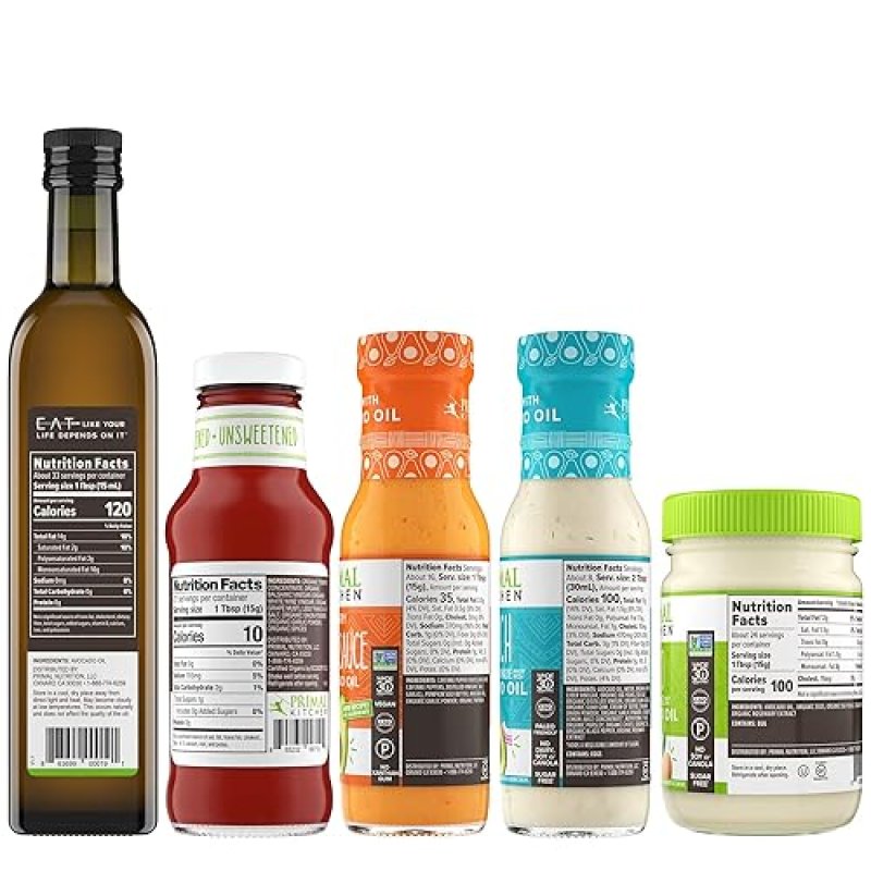 PRIMAL KITCHEN AVOCADO OIL CONDIMENT STARTER KIT WITH KETCHUP, BUFFALO SAUCE, RANCH MAYO
