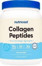 NUTRICOST COLLAGEN PEPTIDES POWDER 1LB GRASS-FED BOVINE HYDROLYZED COLLAGEN, UNFLAVORED