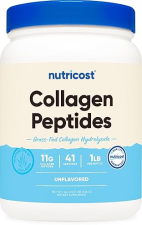 NUTRICOST COLLAGEN PEPTIDES POWDER 1LB GRASS-FED BOVINE HYDROLYZED COLLAGEN, UNFLAVORED