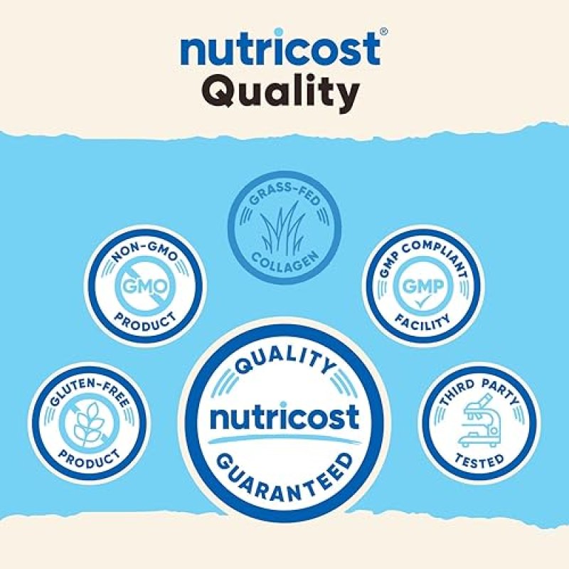 NUTRICOST COLLAGEN PEPTIDES POWDER 1LB GRASS-FED BOVINE HYDROLYZED COLLAGEN, UNFLAVORED