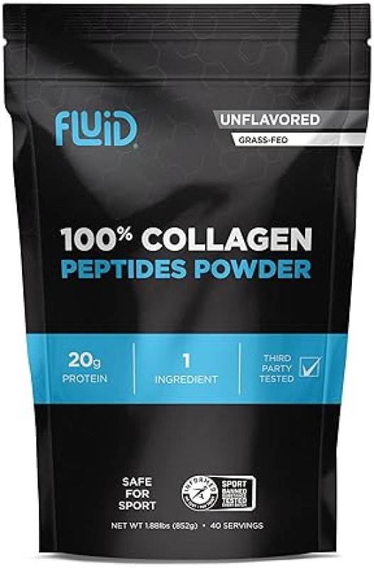 FLUID COLLAGEN PEPTIDES PROTEIN POWDER - PREMIUM GRASS-FED, UNFLAVORED, 1.88 LBS