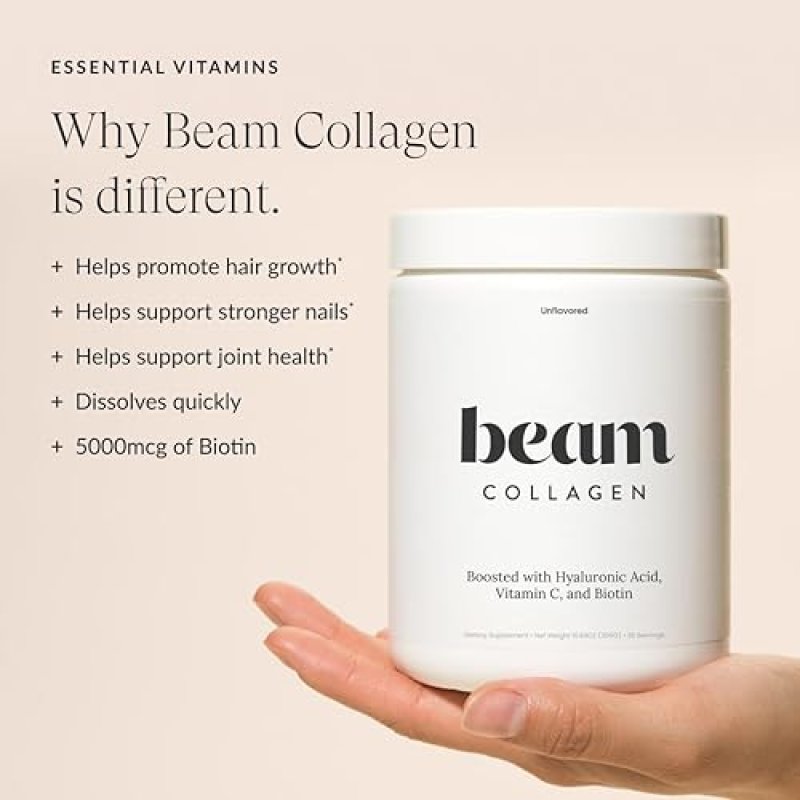 BEAM COLLAGEN POWDER FOR WOMEN WITH HYALURONIC ACID, BIOTIN, VITAMIN C 30 SERVINGS