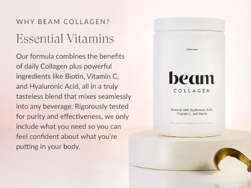 BEAM COLLAGEN POWDER FOR WOMEN WITH HYALURONIC ACID, BIOTIN, VITAMIN C 30 SERVINGS
