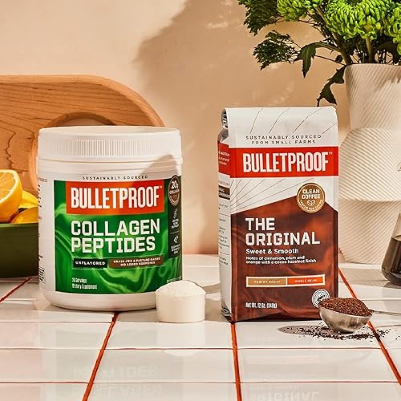 BULLETPROOF VANILLA COLLAGEN PEPTIDES POWDER 14.3 OZ WITH MCT OIL GRASS-FED, HORMONE-FREE