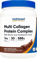 NUTRICOST MULTI COLLAGEN PROTEIN POWDER MILK CHOCOLATE 30 SERVINGS, BIOTIN, NON-GMO, GF