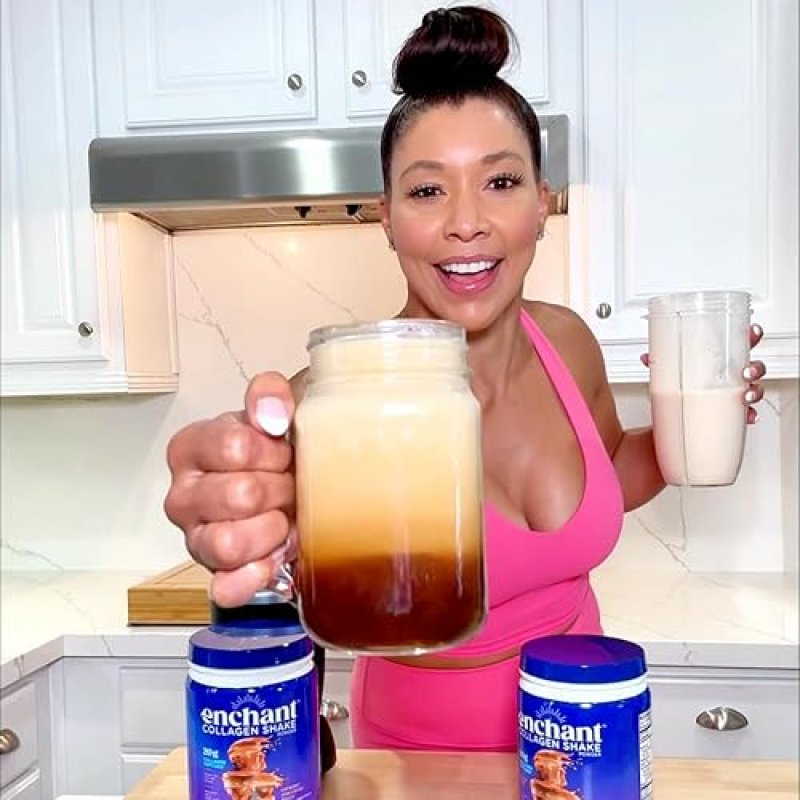 ENCHANT COLLAGEN SHAKE POWDER CARAMEL MACCHIATO 20G GRASS-FED COLLAGEN, OMEGA 9 FIBER