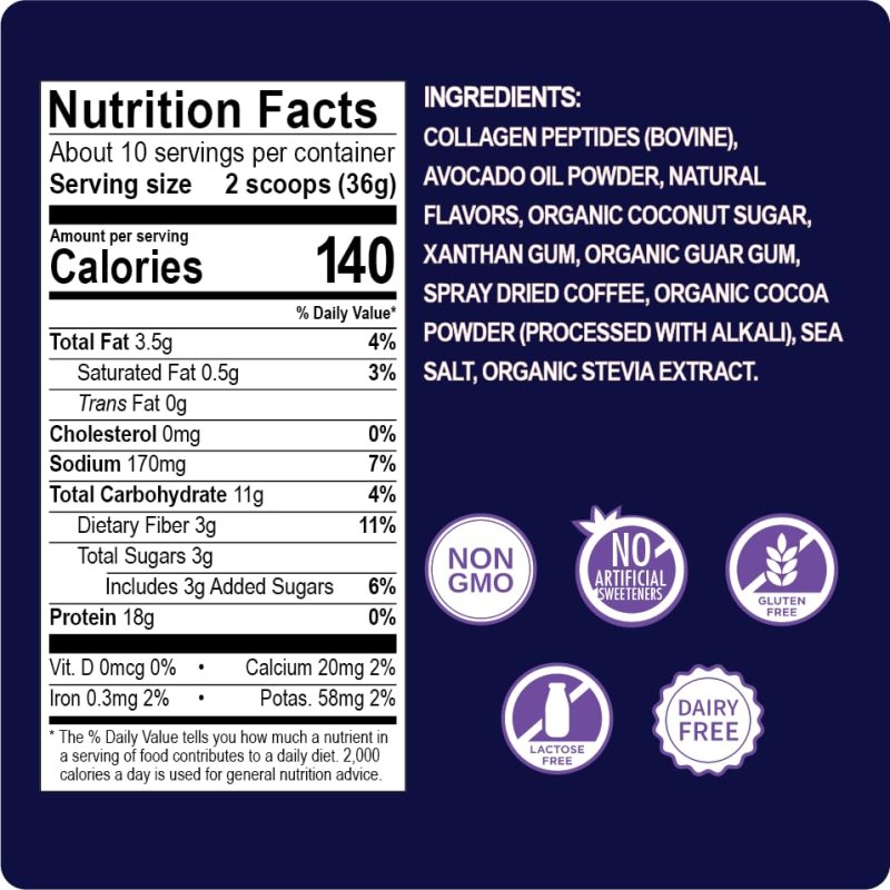 ENCHANT COLLAGEN SHAKE POWDER CARAMEL MACCHIATO 20G GRASS-FED COLLAGEN, OMEGA 9 FIBER