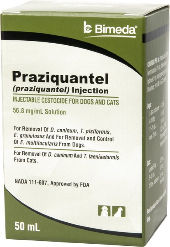 PRAZIQUANTEL (GENERIC) INJECTABLE SOLUTION FOR DOGS & CATS, 50-ML VIAL