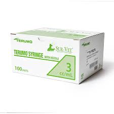 SUR-VET TERUMO LUER LOCK TIP 3-CC SYRINGES WITH T.W. NEEDLE, 22G X 0.75 IN., 100 COUNT