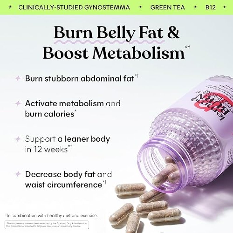 LEMME BURN BELLY FAT CAPSULES - AMPK ACTIVATOR WITH GREEN TEA EGCG, B6 B12, 120 COUNT