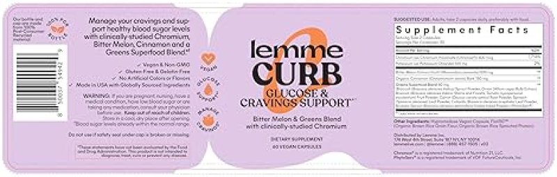 LEMME CURB CARB METABOLISM CRAVINGS SUPPORT WITH CHROMIUM PICOLINATE, BITTER MELON - 120 CAPS