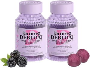 LEMME DEBLOAT GUT HEALTH GUMMIES WITH PROBIOTICS PREBIOTIC, GLUTEN-FREE, BLACKBERRY, 120CT