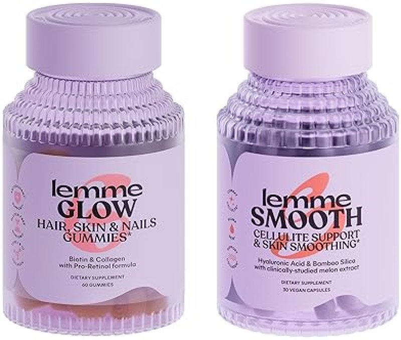 LEMME GLOW COLLAGEN HAIR GUMMIES ANTI-CELLULITE CAPSULES FOR STRONG HAIR SMOOTH SKIN BUNDLE
