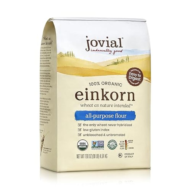 JOVIAL ORGANIC EINKORN FLOUR 10 LB HIGH PROTEIN, NON-GMO, UNBLEACHED, SOURDOUGH PIZZA