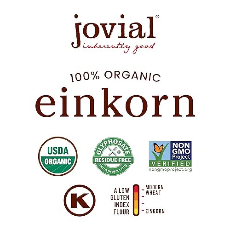 JOVIAL ORGANIC EINKORN WHOLE GRAIN LINGUINE PASTA - HIGH PROTEIN, NON-GMO, 12OZ, 6 PACK