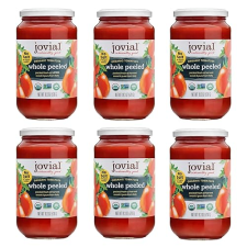 JOVIAL ORGANIC WHOLE PEELED TOMATOES 18.3OZ, NON-GMO, NO ADDITIVES, BPA-FREE GLASS, 6 PACK