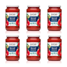 JOVIAL ORGANIC DICED TOMATOES 18.3OZ, NON-GMO, NO ADDITIVES, BPA-FREE GLASS, 6 PACK