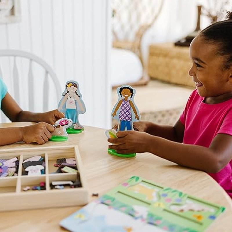 MELISSA DOUG BEST FRIENDS WOODEN MAGNETIC DRESS-UP DOLLS PLAY SET 78 PIECES PRETEND PLAY