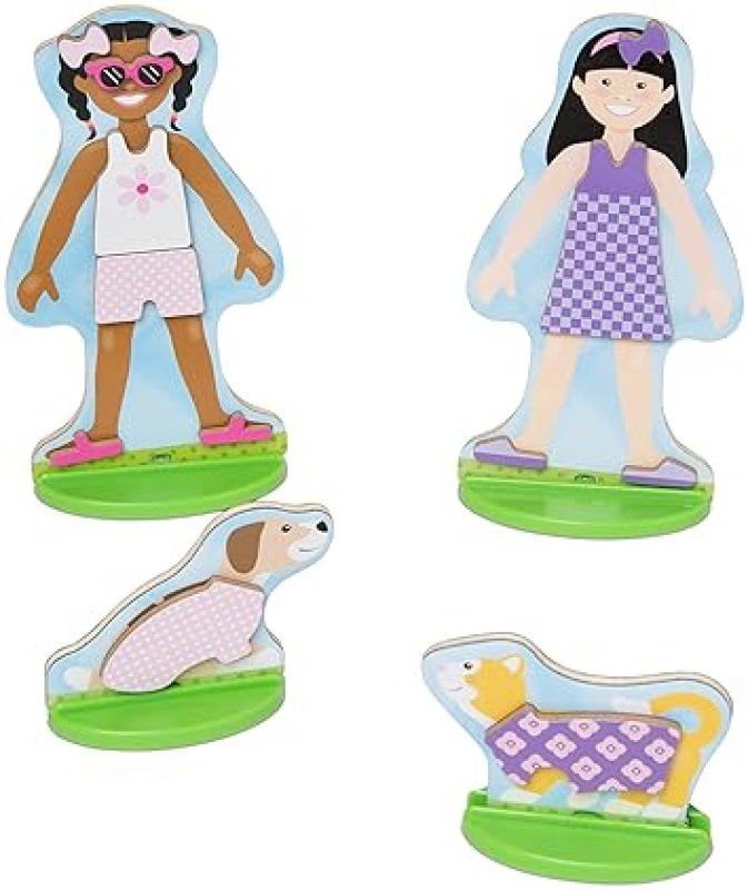 MELISSA DOUG BEST FRIENDS WOODEN MAGNETIC DRESS-UP DOLLS PLAY SET 78 PIECES PRETEND PLAY