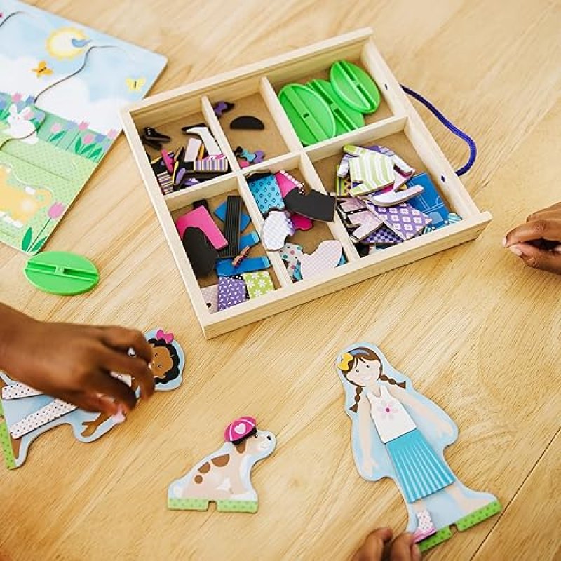 MELISSA DOUG BEST FRIENDS WOODEN MAGNETIC DRESS-UP DOLLS PLAY SET 78 PIECES PRETEND PLAY