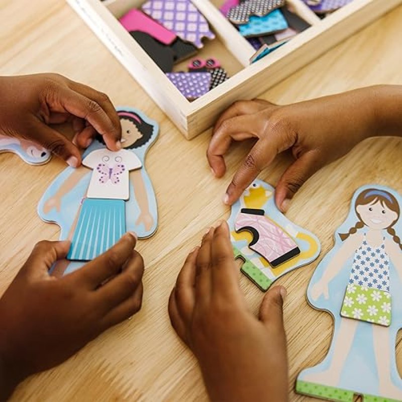 MELISSA DOUG BEST FRIENDS WOODEN MAGNETIC DRESS-UP DOLLS PLAY SET 78 PIECES PRETEND PLAY