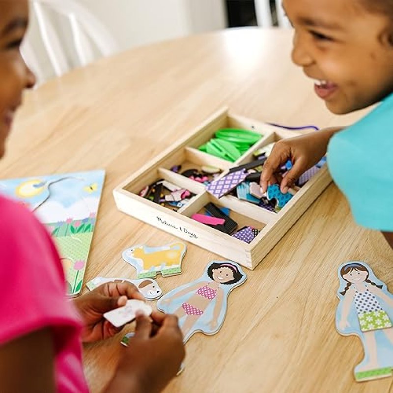 MELISSA DOUG BEST FRIENDS WOODEN MAGNETIC DRESS-UP DOLLS PLAY SET 78 PIECES PRETEND PLAY