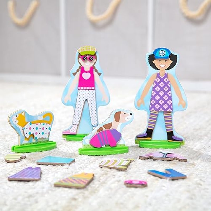 MELISSA DOUG BEST FRIENDS WOODEN MAGNETIC DRESS-UP DOLLS PLAY SET 78 PIECES PRETEND PLAY