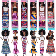 DOLLBIE 6 PACK 11.5 AFRICAN AMERICAN FASHION DOLLS SET WITH MIX MATCH OUTFITS, ACCESSORIES GIFT CASE