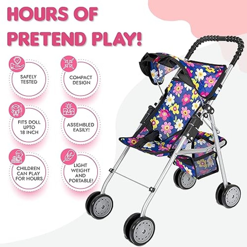FASH N KOLOR 3-PIECE BABY DOLL PLAY SET WITH STROLLER, HIGH CHAIR PACK N PLAY FITS 18 DOLL