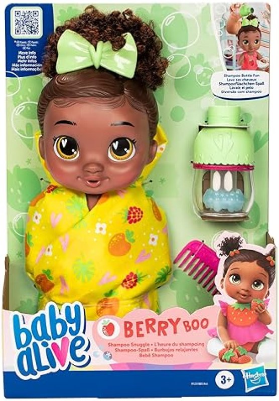 HASBRO BABY ALIVE SNUGGLE BERRY BOO BLACK HAIR 11 WATER BABY DOLL PLAYSET FOR KIDS 3