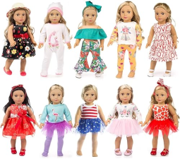 ZQDOLL 19 PCS AMERICAN DOLL CLOTHES GIFT FOR 18 INCH DOLL CLOTHES AND ACCESSORIES, INCLUDING 10 COMP