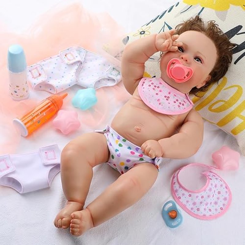 SHAPPY 10-PIECE BABY DOLL ACCESSORIES SET WITH BOTTLES, PACIFIER, BIBS DIAPERS FOR GIRLS GIFT